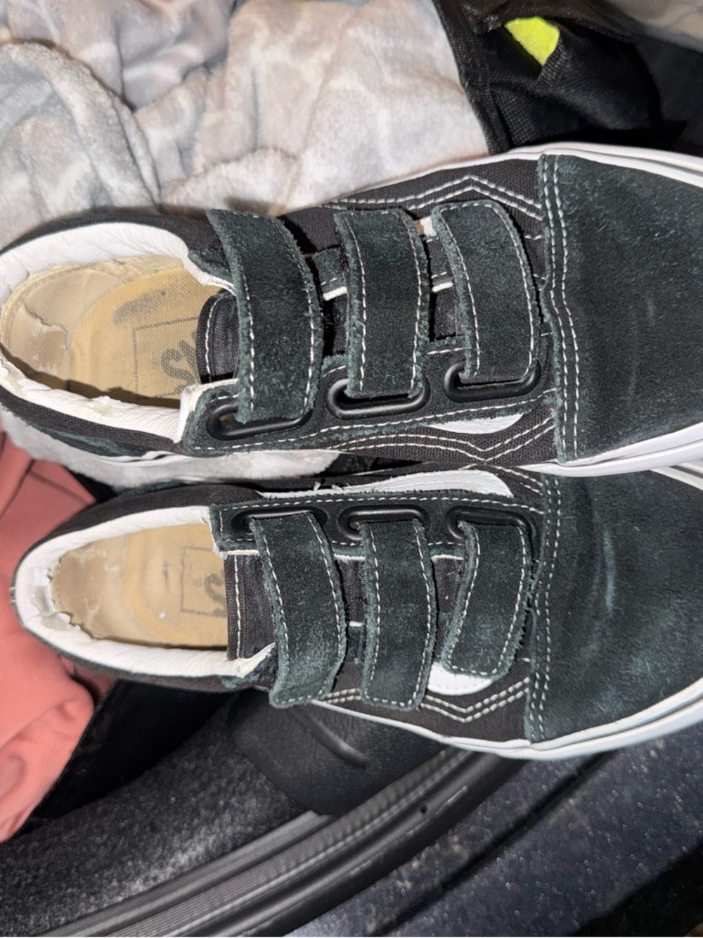 Vans Kids' Black Suede Hook-and-Loop Skate Shoes